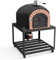 MOVELAR - Forno a legna per esterni GRAN CANÁRIA (nero, 80 x 80 x 170 cm) - Forno tradizionale in cemento isolato, cottura a legna a fuoco, 3 coperchi in ceramica, giardino o terrazzo