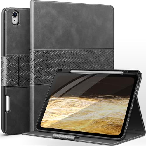 AUAUA Hülle für iPad Air 13 Zoll M3/M2 (2025/2024), PU Leder Schutzhülle mit Stifthalter, Unterstützt Pencil Pro/USB-C, Auto Schlafen/Wachen (Grau)
