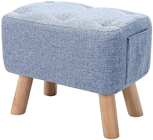 CGCSYZ Fußhocker, Fußhocker, Polsterhocker, Leinenstoff, Fußhocker, Pouf, Hocker, Wechselschuh-Fußstütze, Holzbeine mit Aufbewahrungstasche für Wohnzimmer,(