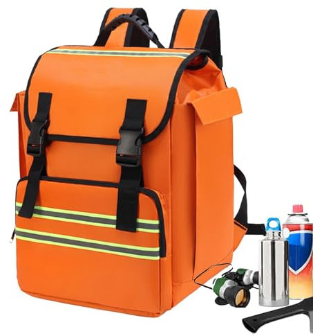 Fire-Schulrucksack, Orange – Feuerrucksack mit großer Kapazität aus Oxford-Stoff mit mehreren Taschen, multifunktionaler Schulrucksack, Sicherheitstaschen im Freien mit Bauernhof, Orange1, Se référer
