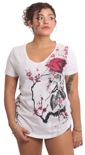 Yakuza Damen Rose Scratch Curved V-Neck T-Shirt