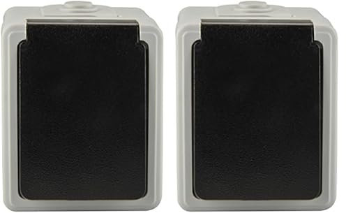 UNITEC Steckdose 1-fach AP FR, für Feuchträume im Innenbereich, mit Berührungsschutz, bis 16A, IP44 (Packung mit 2)