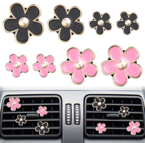 FENQURO Auto Diffuser, 8 Stück Gänseblümchen Blume Auto Lufterfrischer Clip Air Outlet Lüfterfrischer Vent Clips Auto Innendekorationszubehör Auto Parfüm Diffusor Mit Aromatherapie Tabletten
