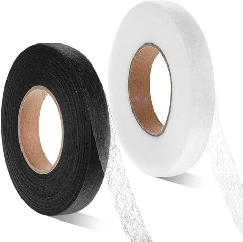 Ptwola 2 rollos de cinta adhesiva para dobladillo de 0.59 pulgadas x 70 yardas, cinta de dobladillo sin coser, cinta adhesiva de brujería para proyectos de manualidades, cortinas, pantalones, ropa