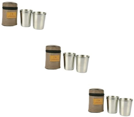 MAGICLULU 3 Piezas 304 Jarra De Cerveza De Acero Inoxidable Copas De Vino Botellas Plegable Claro Tazas De Café Taza De Café De Doble Pared Vaso De Whisky Tapas Silver Acero Inoxidable 304