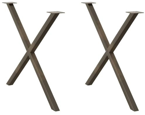 vidaXL Esstischbeine X-Form 2 Stk. Naturstahl 90x(72-73) cm Stahl, Tischbein, Tischbein Metall, Esstischbein, Möbelbein, Schreibtischbein