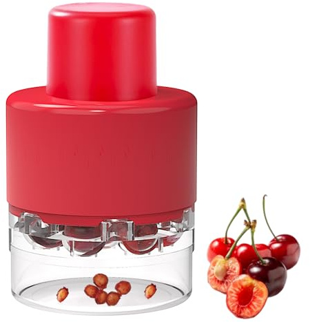Cherry Pitter Tool ， Olive and Cherry Pitters Corer Remover with 7 Individual Holes, Fruit Pit Remover for Cherry, Multi-Function Cherries Stoner Seed Remover Tool for Making Cherry Jam (Red)