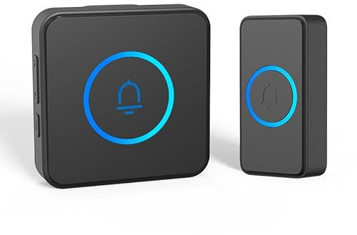 Funkklingel, BESIMLIVE Türklingel Funk Set, Kabellose Türklingel 2 Empfänger & 2 Sender 300M 32 Melodien auf 5 Stufen Volumes mit LED Anzeige Schwarz