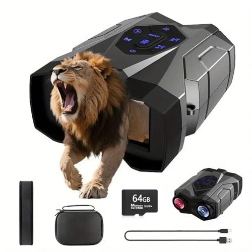 SUZLAZYR Night Vision Goggles for Adults, 4K Digital Infrared Goggles Tactical Binoculars with Camera, Tech Gadgets for Dad, Hunting Gear Gifts for Men, 64GB Card Included