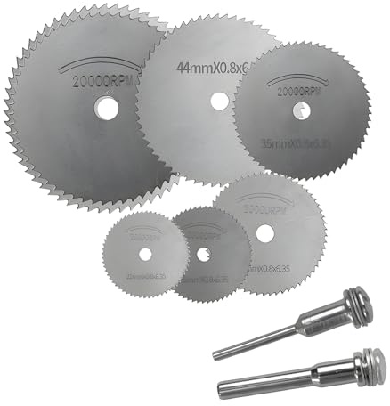 8-Piece Rotary Drill Saw Blades Set with Mandrel for Wood, Plastic, and Metal Cutting - Compatible with Drills and Rotary Tools