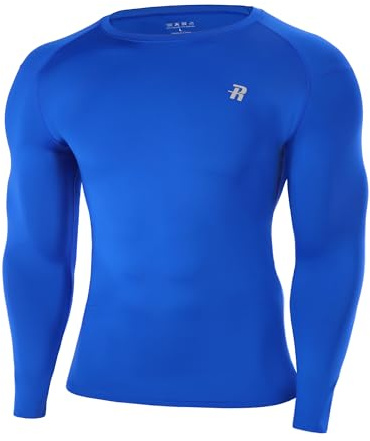 Runhit Men's Compression Base Layer Long Sleeve Top, UPF 50+ Quick Dry Sports Undershirt for Running Gym Cycling Football Golf Training