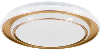 EGLO LED Deckenleuchte Moschetta, runde Deckenlampe mit Fernbedienung, Flur Lampe Decke, Schlafzimmerlampe aus Metall in Gold und Kunststoff in Weiß, warmweiß-kaltweiß, Ø 40 cm