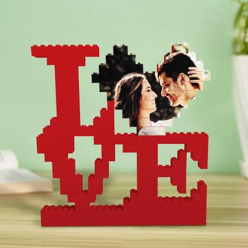 Personalisierte Bausteine mit Foto Puzzle Love Bausteine Herz geformt mit Eigemen Bild Selbst Gestalten Muttertag Vatertag Jahrestag Valentinstag Weihnachten für Mama, Papa, Paare, Freund Erwachsene