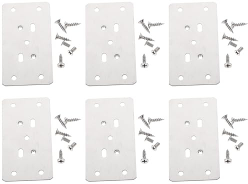Anneome 6 pièces Plaque Réparation Porte Charnière Inoxydable avec Vis Kit Installation Réparation Gonds Armoire Meuble Couverture Porte Robuste pour Placards Cuisine