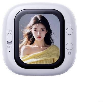 Selfie-Monitor-Bildschirm, 5,1 cm, magnetisch, kabellos, für iPhone und Android, Vlog Live Stream Rückkamera, Spiegelgerät (weiß)