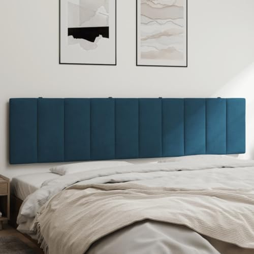 Hoopleep Hanko Kopfteil-Kissen, 200 cm, Blau, Samt, gepolstert, weich, für Queen und King Betten, Wandmontage, komfortable Rückenunterstützung