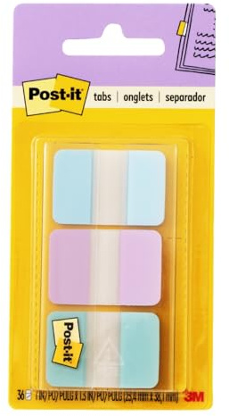 Post-it® Pastellfarbene Tabs, Farbverlauf, Blau, Rosa, Transparent, 36 Tabs/Packung
