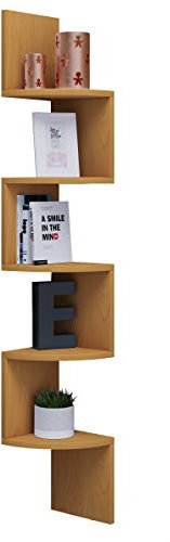 VCM Holzregal hängend | platzsparendes Regal | Maße: H. 123 x B. 20 x T. 20 cm | Elegantes Regal hängend | Aufbewahrungsregal | Bücherregal | Wandboard - Mintis Buche