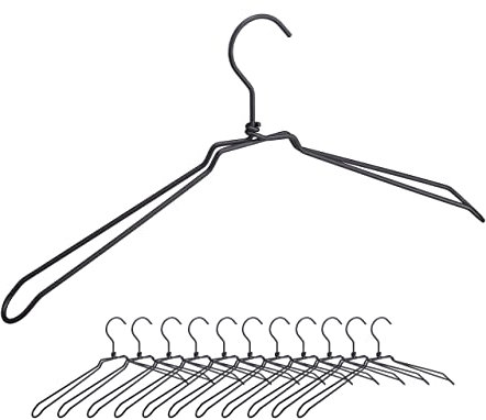 Relaxdays Set 24 Perchas Ropa Alambre, Colgadores Camisas, Blusas, Chaquetas, Estilo Industrial, Metal, 21,5 x 45 x 4 cm, Negro