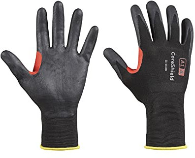 Honeywell 10 Pairs CoreShield™ Cut Resistant Work Gloves, Black/Red, Cut Level A, Nitrile Microfoam Coating, Washable, Touchscreen Capacitive, Size 6/XS, 21-1518B/6XS
