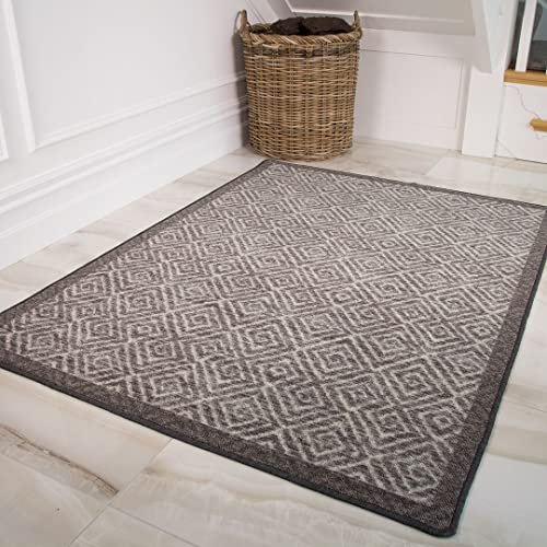 The Rug House Grey Stain Resistant Washable Striped Non-Slip Runner Door Mat Indoor Dirt Trapper Anti Slip Floor Carpet Rugs 80cm x 150cm
