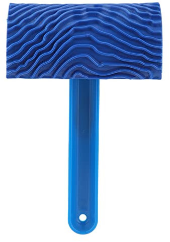 YUMILI Wood Grain Tool, Wood Grain Paint Roller Brush, Wood Graining Painting Tool, Blue Rubber Wood Grain Effect Paint Roller, Grain Effect Painting Tool with Handle DIY Wall Decoration Tool