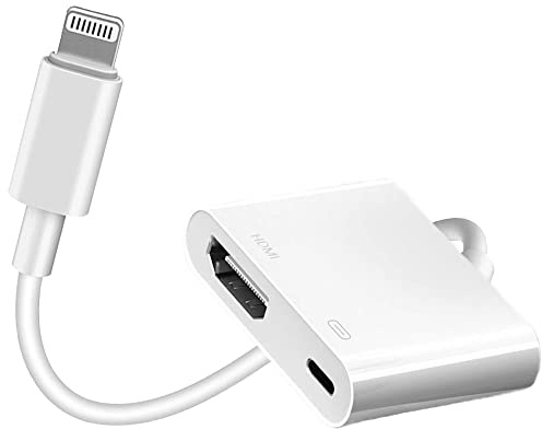 Apple MFi Certified Lightning to HDMI Digital AV Adapter 1080P HD Video HDMI Sync Screen Connector Cable with Charging Port Compatible with iPhone 14/13/12/11/ X/ 8/7/ iPad on HDTV/Projector/Monitor