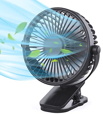 Portable Clip on Fan, Small Powerful USB Desk Fan, 3 Speed Quiet Rechargeable Mini Table Fan,Battery Operated 360° Rotate Cooling Fan for Home Office Travel Outdoor/Indoor Treadmill(black)