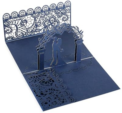 Siumir Pop Up Hochzeitskarte mit Umschlag 3D Karte Hochzeit Glückwunsch Karte Hochzeitseinladungen für Hochzeitstag, Valentinstag, Hochzeitsgeschenke (Marineblau)