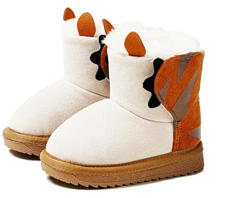 Fudaolee Stivali da Neve per Bambine e Ragazze Calda Foderati Stivaletti Carino Peluche Stivali Morbide Piatto Scarpe Invernali All'aperto Antiscivolo Boots Marrone 25/26 EU = Etikett 160