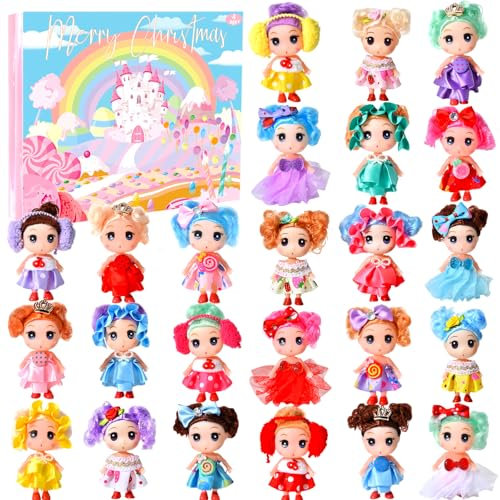 Adventskalender 2025 für Mädchen - Weihnachts Prinzessinnenpuppen 24 Tage Countdown - Weihnachts Countdown Geschenk für Kleinkinder und Kinder Lustiges und festliches Urlaubserlebnis
