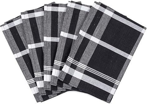 Ross - Exclusiv - 5 X Geschirrtücher - Baumwolle - Leinen - im Set (Schwarz)