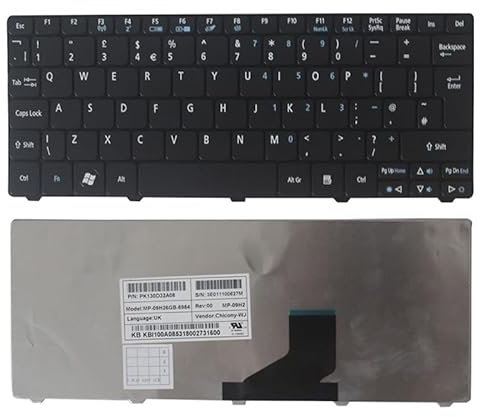 SWINKU Nuova Tastiera UK for Acer Aspire One D255 D257 AOD257 D260 D270 521 532 532H 533 AO521 AO533 NAV50 UK Tastiera del Computer Portatile