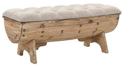 Coavain Sitzbank Moderne Aufbewahrungsbank Schlafzimmerbank Polsterbank Sofabank Aufbewahrung Truhe Fußhocker Aufbewahrungshocker Gepolsterter Mit Metallbeinen Cremefarben und Braun 112x37x45 cm