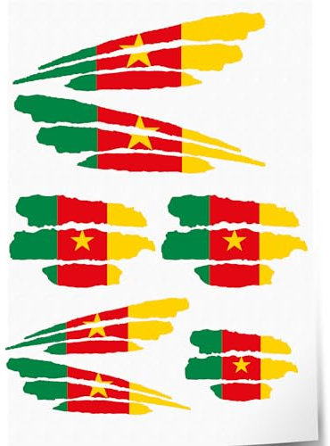 Indigos UG Aufkleber Kamerun - 7 Autoaufkleber - Flagge - Fahne mit 3 Streifen - selbstklebende Fahnen für Heckscheibe, Modellbau, Sport, Motorrad, Auto, Tuning, Fenster, Kofferraum