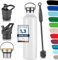 Milu Edelstahl Trinkflasche 350ml 500ml 750ml 1000ml (+3 Deckel) Thermosflasche mit Strohhalm, Isolierte Wasserflasche, Auslaufsichere Isolierflasche doppelwandig, Kohlensäure geeignet (Weiß, 1000ml)
