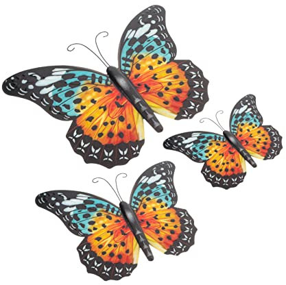Sosoport 3 Stücke Schmetterlings-wanddekoration Aus Eisen Kreative Schmetterlingsform Wandornament Platzsparend Für Gartendekoration