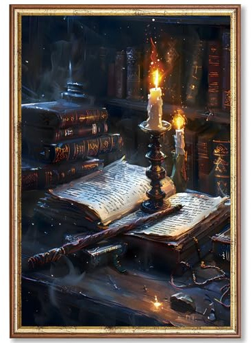 Dark Academia Wandkunst, Leinwand, Vintage-Gothic-Poster, dunkle Akademien, Bücher, Wandkunst für Wohnzimmer, viktorianische Gothic-Wandkunst, dunkle Akademie-Poster, Vintage-Hexendrucke, 40,6 x 61