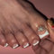 RUNRAYAY Press on Toe Nails with Rhinestones, 24 Pcs 12 Sizes Press on Toenails Short Square, White French Tips Press on Toenails Full Cover, Acrylic False Toes Nails Cute Artificial Beach Nail