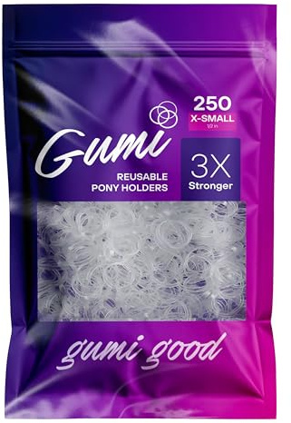 Gumi good Ouchless Hair Elastics, Clear, Extra Small, 1/2 Inch