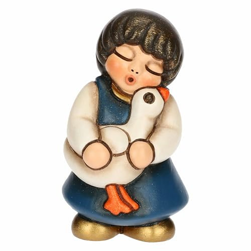 THUN, Bimba con Oca in Ceramica di Alta Qualità, Collezione Presepe Classico, Statuine per Presepe di Natale da Collezione, 3,6 x 3,6 x 6,2 cm