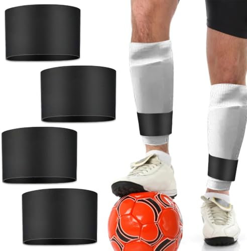 mizikuu 4pcs Schienbeinschonerhalter Silikon, Stutzenhalter Fussball Anti Slip Tape Schienbeinschoner Band Shin Guard Stay Grip Tape rutschfest Abwaschbar Fußball für Herren Damen Kinder Erwachsene