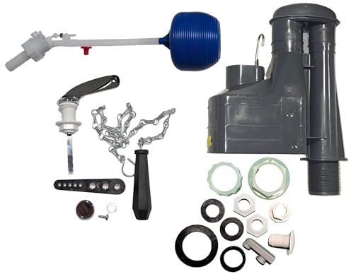 Twyford Toilet Cistern Kit, Single Flush Syphon, Ball, Side Inlet Valve, Flush Chain Pull