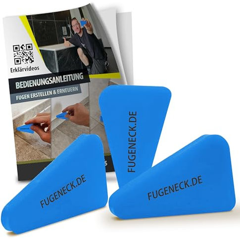 FUGENECK® - Profi Fugenabzieher - einzigartiges Design mit speziellen Überkanten - 3 Verschiedene Fugengrößen - Acryl und Silikon Werkzeug aus Deutschland (3 Stück Blau)