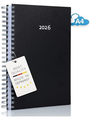 edition cumulus 2026 Der GROSSE Dicke BLACK (schwarz) – DIN A4 Kalender – MADE IN GERMANY - großzügiger Platz für deine täglichen Termine - perfekt für Büro und Zuhause