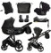 Junama Kinderwagen Diamond Classic 03 Schwarz - 2in1 3in1 4in1 + Sonnenschirm (4 in 1 mit ISOFIX Basis)