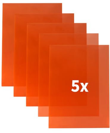 5 x Polyimid Druckbettfolie für 3D Drucker - hitzebeständige & hochtemperaturbeständige Druckunterlage - Kapton-Folie selbstklebend, Abmessung:200mm x 300mm
