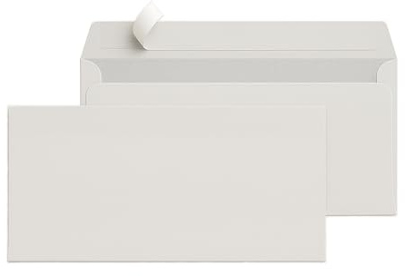 1000 x Stück HK Briefumschläge Papier weiße ohne Fenster DIN Lang 110 x 220 mm Papierstärke: 80 g/m² Briefumschlag Umschlag Brief Verschlussart: Selbstklebung mit abziehbarem Streifen (1000)