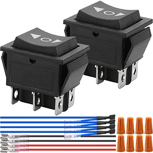 HAAMNING7 Interruptor basculante 6 pines 3 posiciones encendido/apagado/encendido interruptor de palanca momentáneo polaridad inversa interruptor DC 12V 10A AC110V-220V DPDT, 2 uds