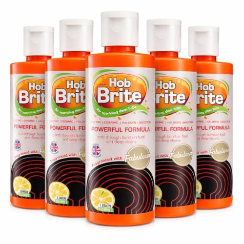 Hob Brite Hob Cleaner 250ml – Pack of 6 | Powerful Ceramic, Electric & Induction Hob Cleaning Cream | Removes Burnt-On Food & Grease | Lemon Sherbet